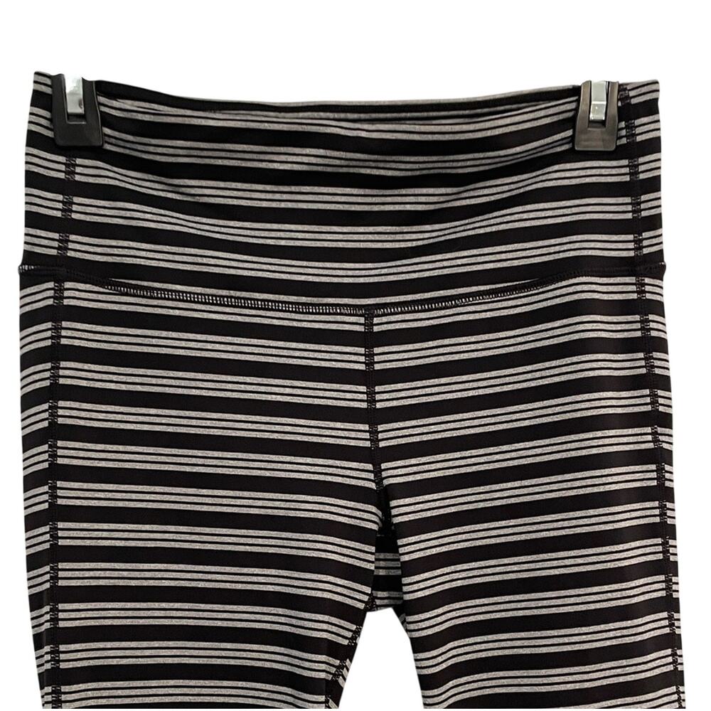 Athleta Chaturanga Striped Capri leggings Black Gray M athleisure yoga workout - Picture 5 of 9